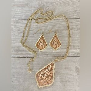 Kendra Scott Filigree Addie earrings and Aiden necklace set